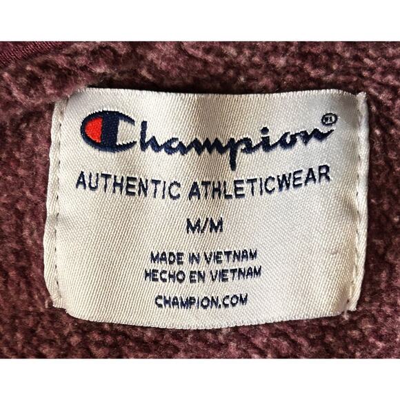 Champion Half Zip Purple & Black Fleece Hoodie Pullover Men's Medium - Picture 5 of 6